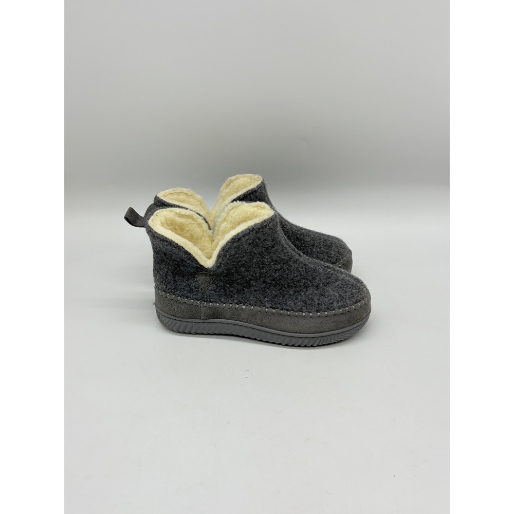 Zizor Womens Grey Faux Felt Faux Fur Lined Moccasin‎ Slipper Booties Size 8